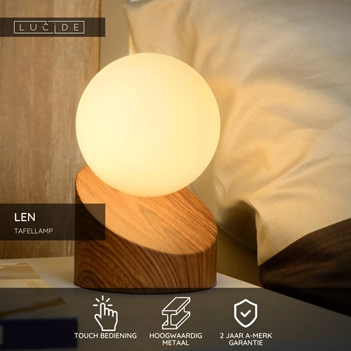 Lucide LEN - Tafellamp - Ø 10 cm - 1xG9 - Hout - USP